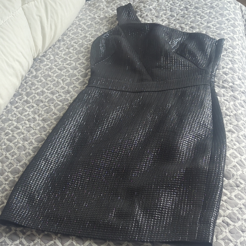 Banana Republic Shimmering Black One-Shoulder Dress
